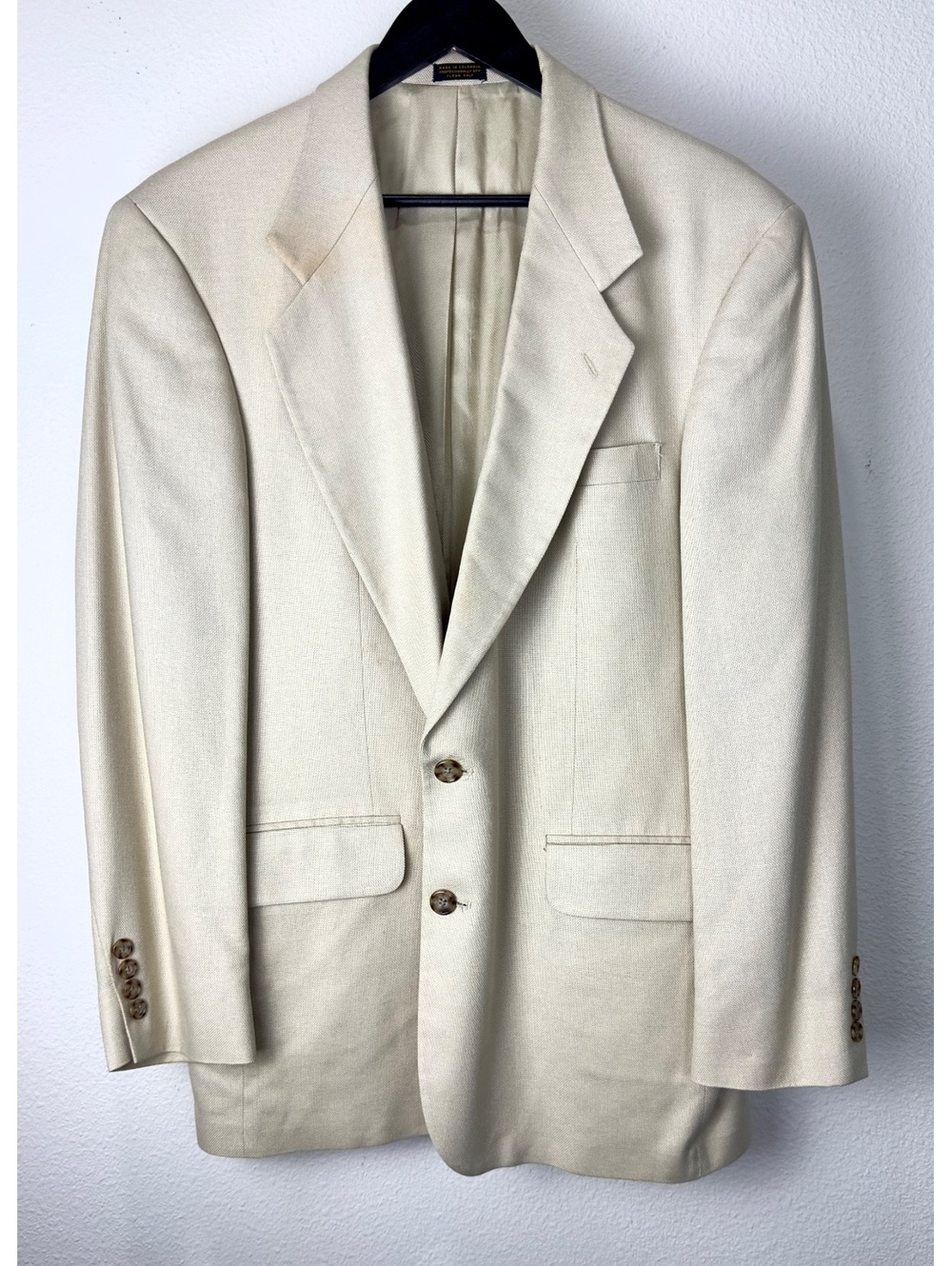Oscar de la Renta Men’s Silk Blazer 42R Cream Beige 2 Button Sport Coat